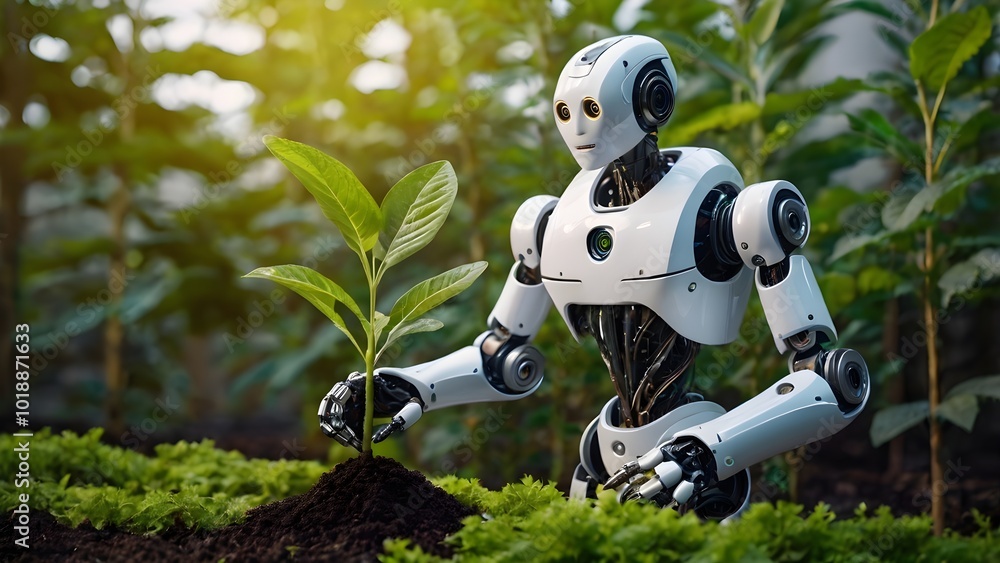 robot planting a tree