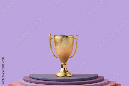 Multilayered podium for presenting main award of competition