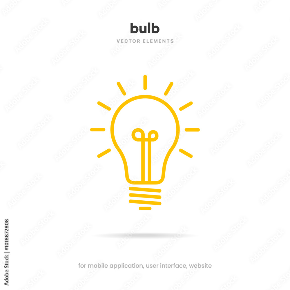 Light lamp bulb icon. Idea sign solution thinking concept symbol. Lighting Electric sign. Electricity, shine icon. Trendy Flat style for graphic design for UI UX website mobile app Light lamp bulb icon. Idea sign solution thinking concept symbol. Lighting Electric sign. Electricity, shine icon. Trendy Flat style for graphic design for UI UX website mobile app