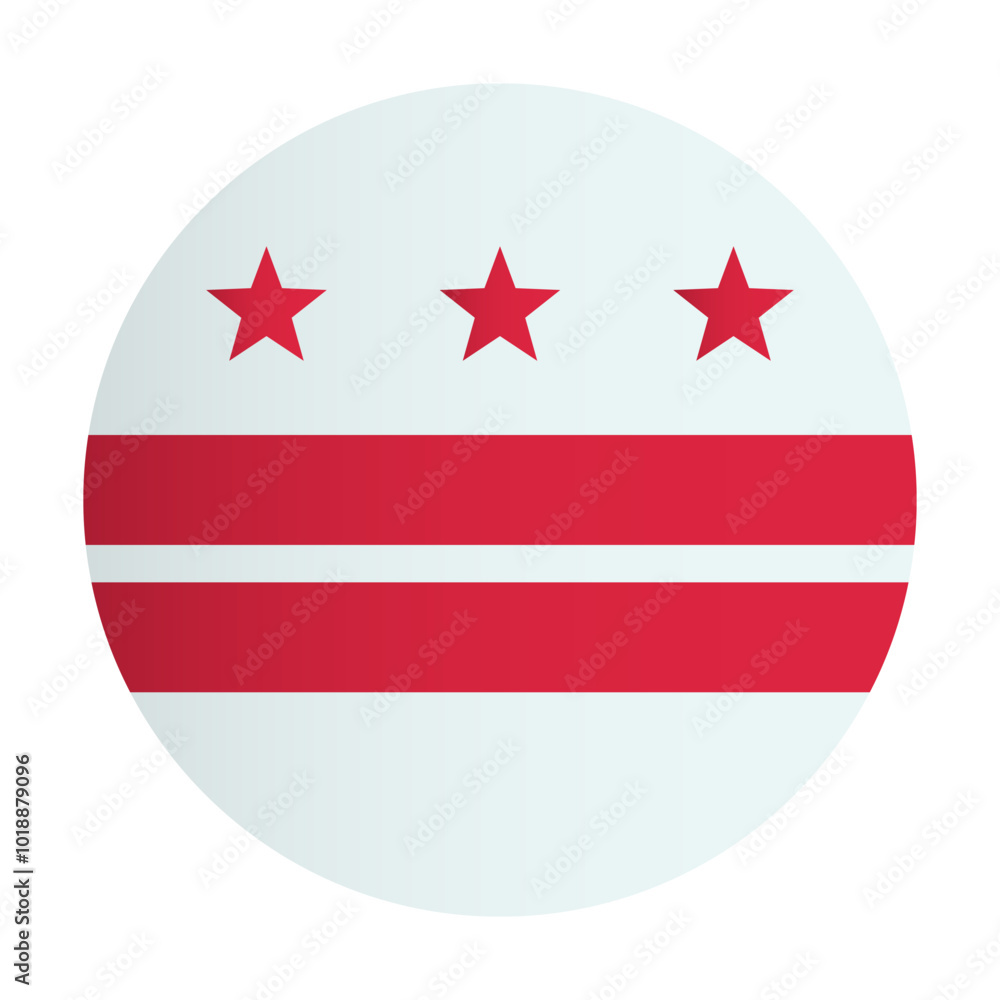Washington dc State flag. USA country circle badge Washington dc State flag. USA country circle badge