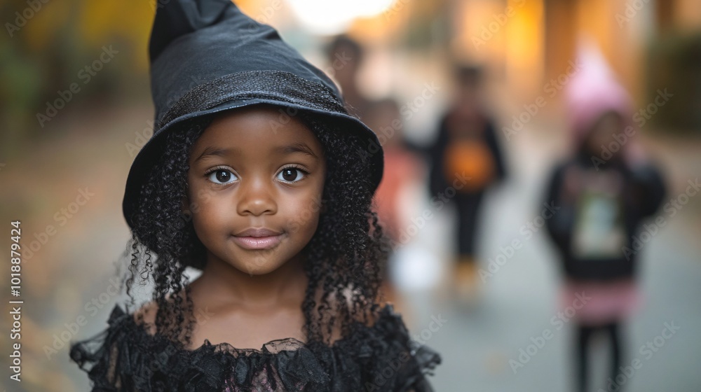 Portrait of black girl in witch's hat Portrait of black girl in witch's hat
