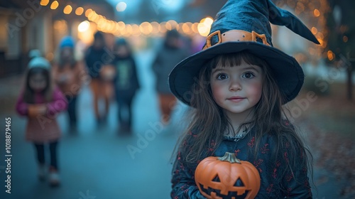 Portrait of little girl in Halloween costume