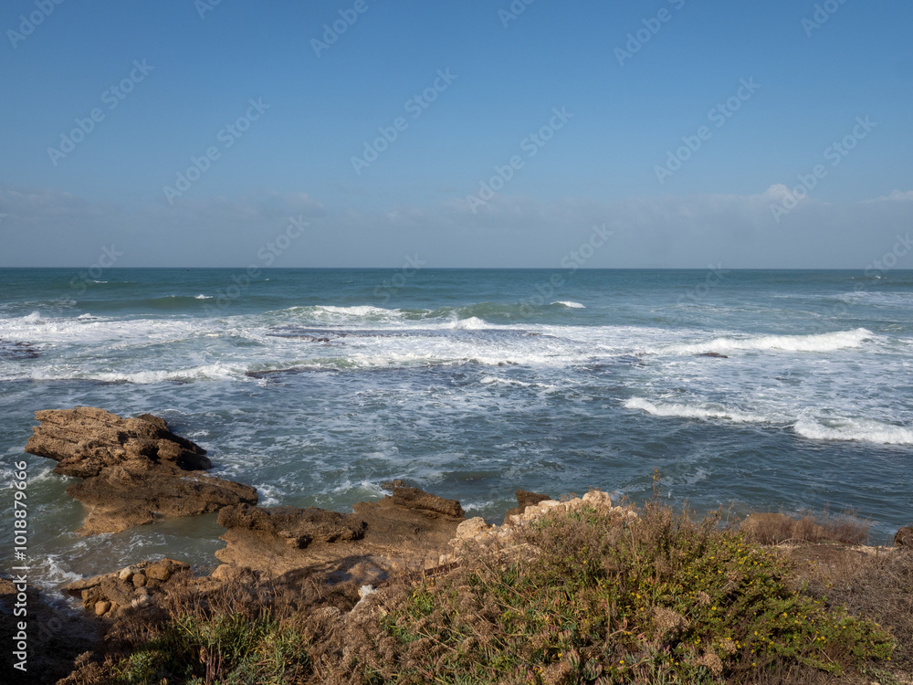Rough sea at the Caesarea Maritima National Park, Israel