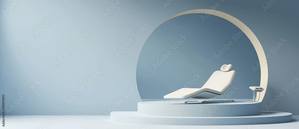 Dentists use dental chairs and dental tools in a modern dental clinic. The background is blue with a medicine light. Dentists use dental chairs and dental tools in a modern dental clinic. The background is blue with a medicine light.