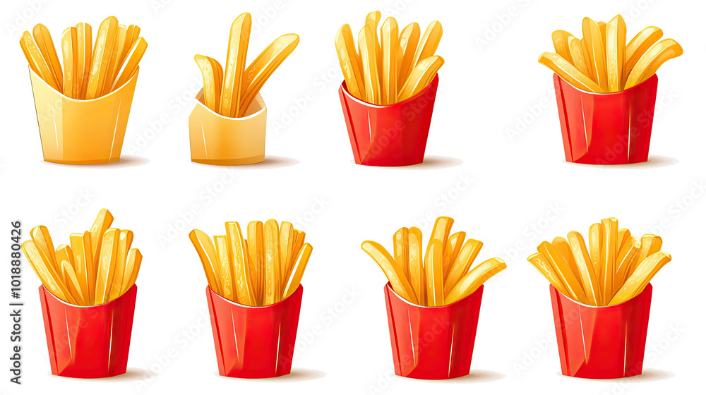 Assorted French Fries in Various Containers Generative AI Assorted French Fries in Various Containers Generative AI