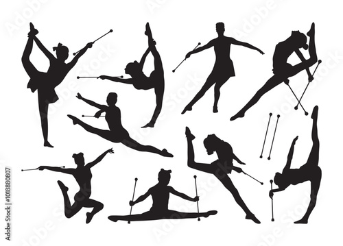 Baton twirler vector,  Baton twirler clipart, Baton twirler silhouette.