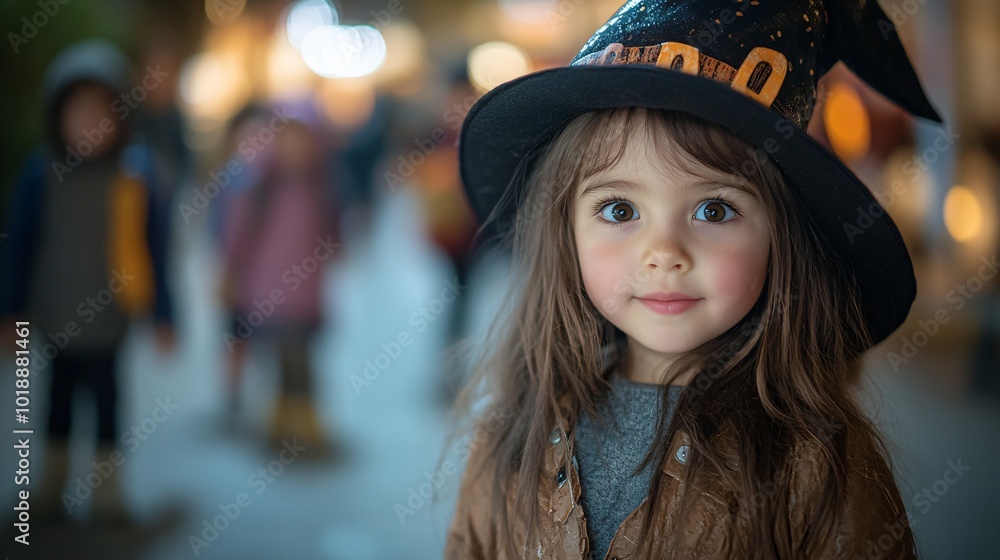 Portrait of little girl in witch's hat Portrait of little girl in witch's hat