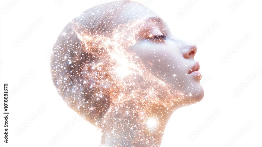 Ethereal Connection - Mystical Double Exposure Portrait of Woman with Cosmic Universe Scene, Ultra-Detailed Illustration Ethereal Connection - Mystical Double Exposure Portrait of Woman with Cosmic Universe Scene, Ultra-Detailed Illustration