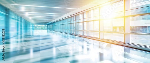 Hospital interior: a luxury corridor of a clinic. The interior of the clinic has a blurred background. Healthcare concepts are incorporated into the composition.