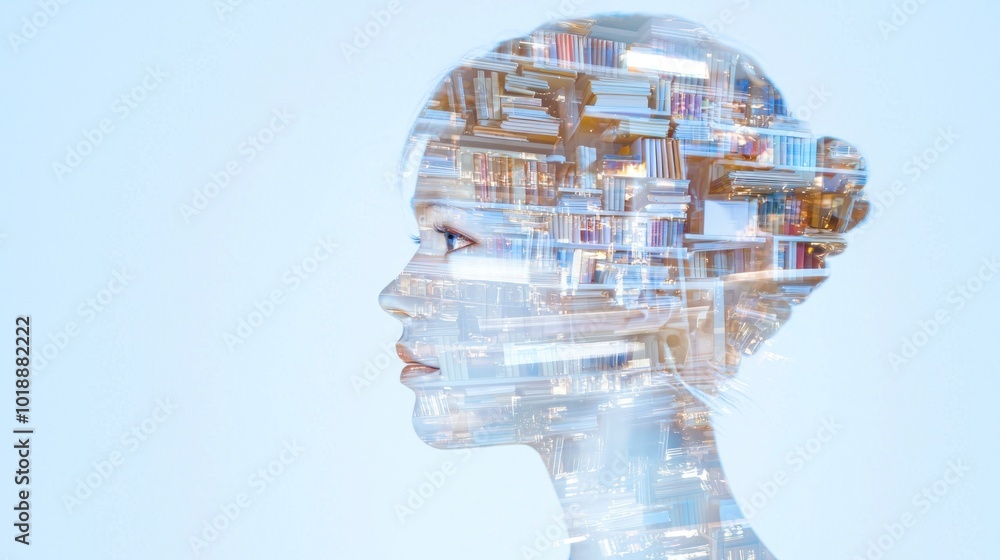 Enlightened Educator - Realistic Double Exposure Portrait of a Teacher Surrounded by Books and Classrooms, Symbolizing Knowledge and Inspiration, Ultra-Detailed Illustration Enlightened Educator - Realistic Double Exposure Portrait of a Teacher Surrounded by Books and Classrooms, Symbolizing Knowledge and Inspiration, Ultra-Detailed Illustration
