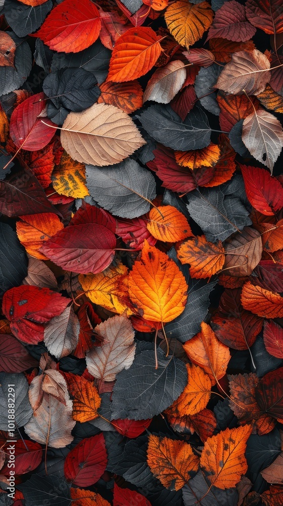 Vibrant autumn mulberry leaves create a colorful carpet on the forest floor during fall Vibrant autumn mulberry leaves create a colorful carpet on the forest floor during fall
