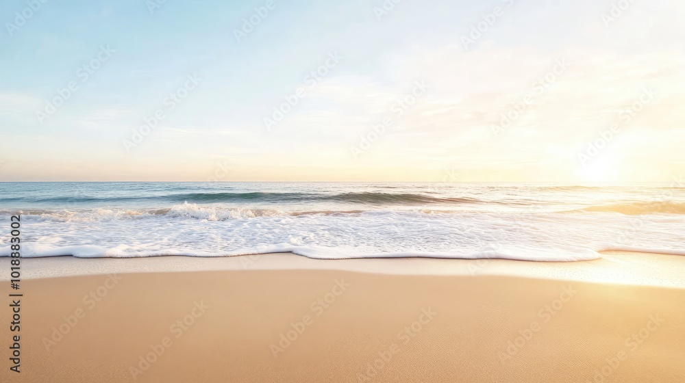 Tranquil Beach at Sunrise with Gentle Waves Tranquil Beach at Sunrise with Gentle Waves