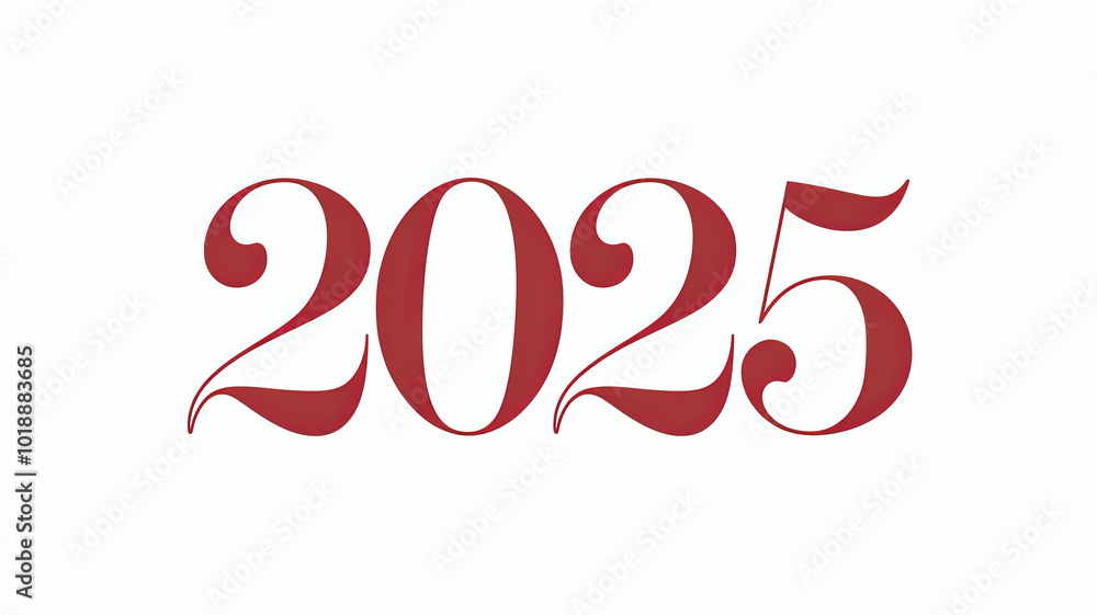 The year 2025 in large, stylized, red font. The year 2025 in large, stylized, red font.