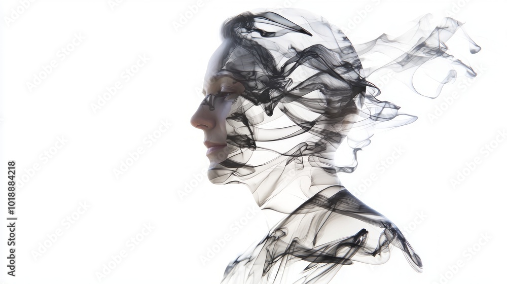 Poetic Double Exposure Portrait of a Creative Poet with Swirling Ink and Paper - Detailed Illustration of Writing Inspiration Poetic Double Exposure Portrait of a Creative Poet with Swirling Ink and Paper - Detailed Illustration of Writing Inspiration
