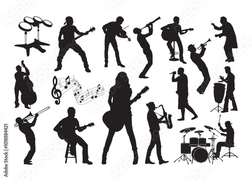 Musicians vector, Musicians clipart, Musicians silhouette.