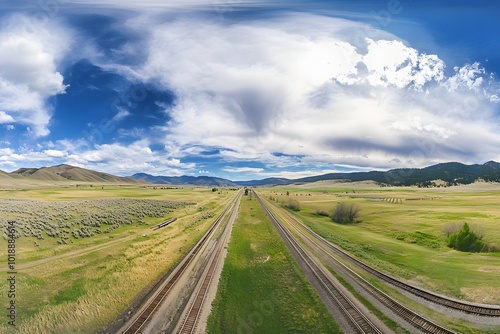 Scenic railroad tracks in countryside