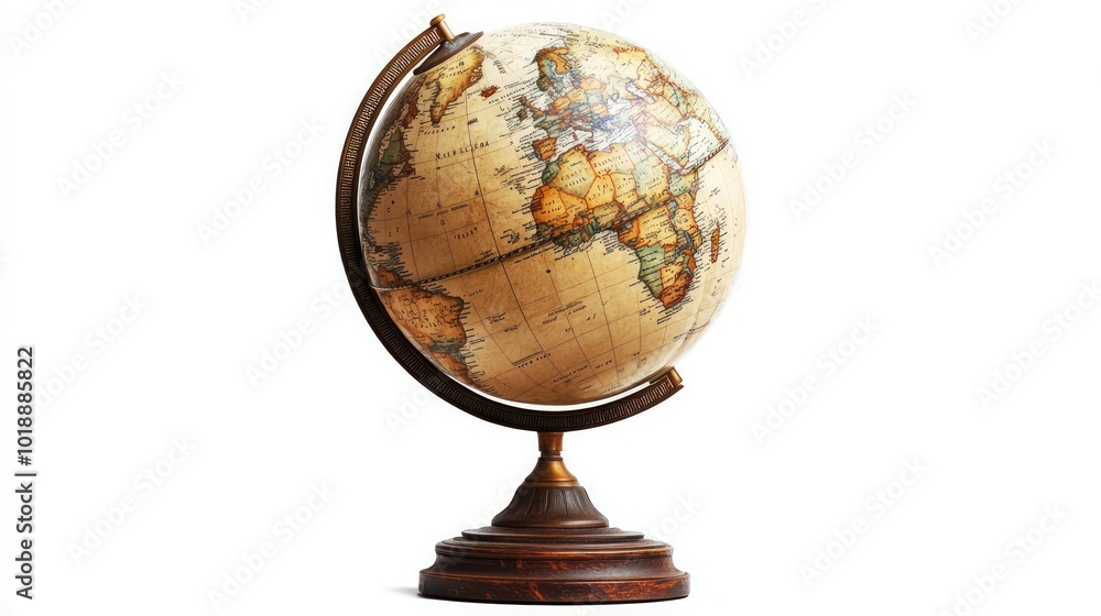 A classic world globe in high resolution on a white background, ideal for educational use. A classic world globe in high resolution on a white background, ideal for educational use.