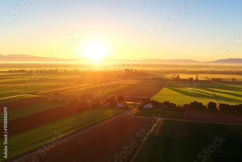 Peaceful farmland sunrise