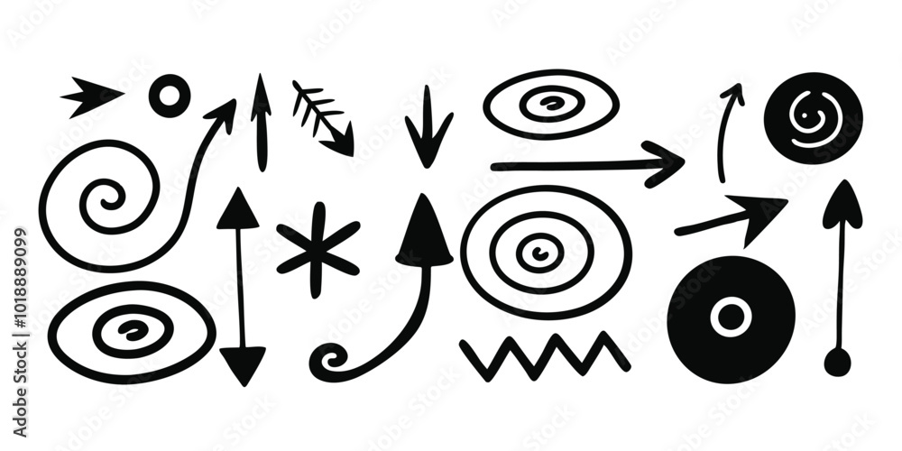 Obraz premium This Hand-Drawn Arrow Set Makes Navigation Easy.