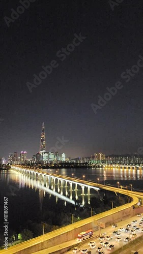 Seoul hanriver olympic bridge night timelapse