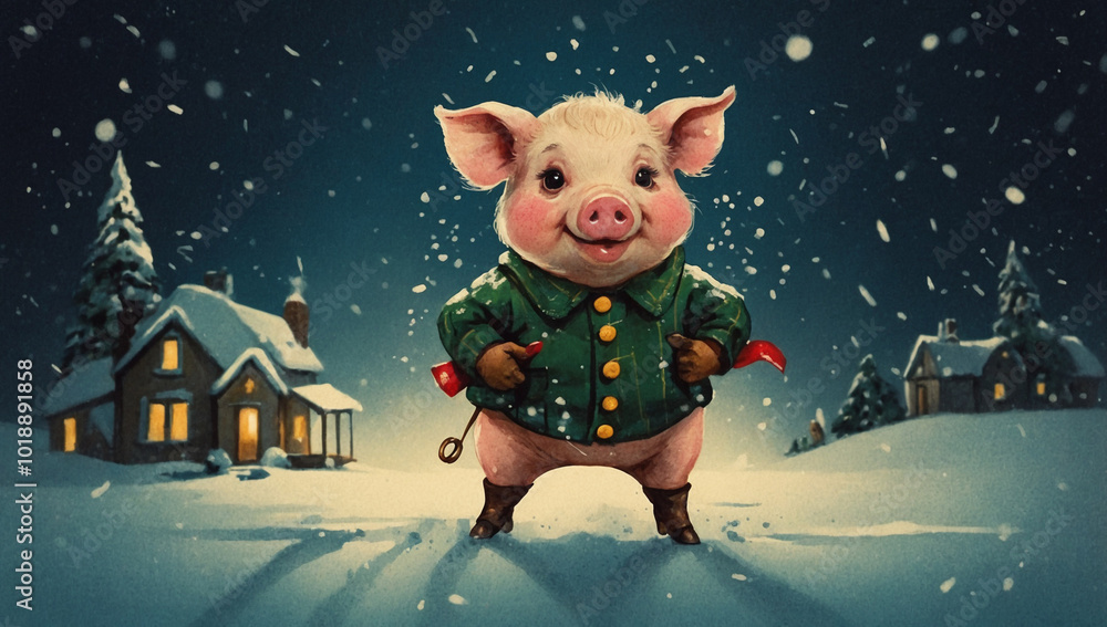 Fototapeta premium christmas pork card