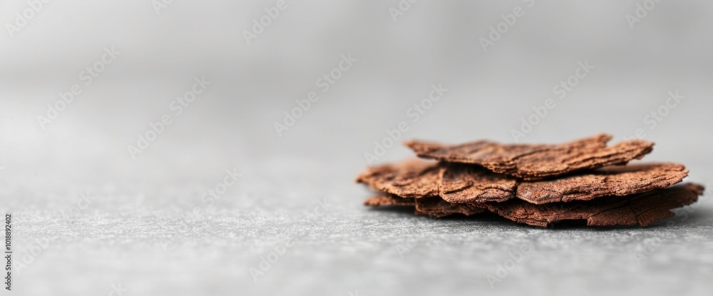 Fototapeta premium Natural Textures Captivating Close-Up of Dried Tree Bark Layers on Soft Background