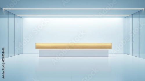 Wallpaper Mural A contemporary and luxurious lobby area in white and wood with a reception desk Torontodigital.ca