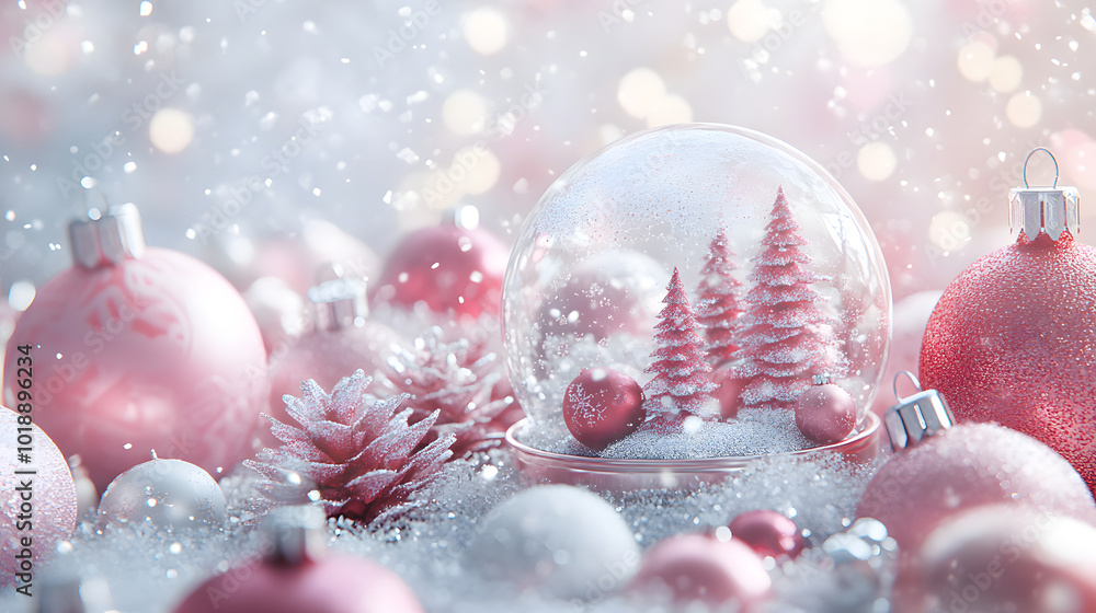 Mesmerizing Collection of Christmas Ornaments and Festive Snow Globe with Soft Pastel Background for Holiday Wallpaper Mesmerizing Collection of Christmas Ornaments and Festive Snow Globe with Soft Pastel Background for Holiday Wallpaper