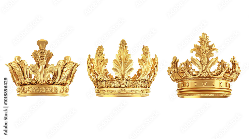 Golden Crowns in Isolated Design for Royal and Majestic Themes Generative AI Golden Crowns in Isolated Design for Royal and Majestic Themes Generative AI