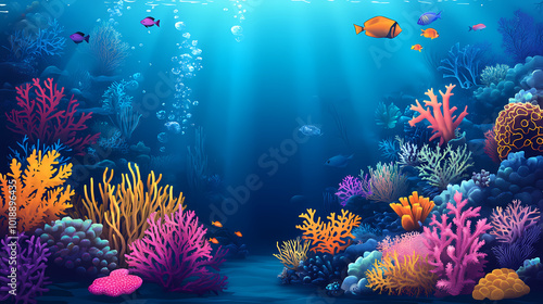 Fototapeta Naklejka Na Ścianę i Meble -  Tropical coral reef. Coral Reef Lagoon. Illustration
