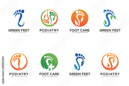 Set Podiatry location logo design unique with modern style