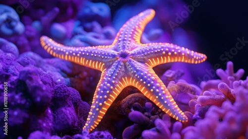 Starfish on Purple Coral Reef