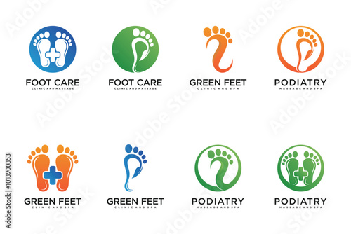 Set Podiatry location logo design unique with modern style