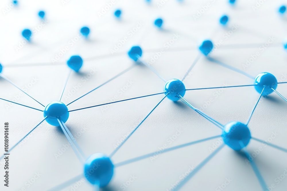 A network connected blue nodes on a white backdrop, symbolizing digital communication. A network connected blue nodes on a white backdrop, symbolizing digital communication.