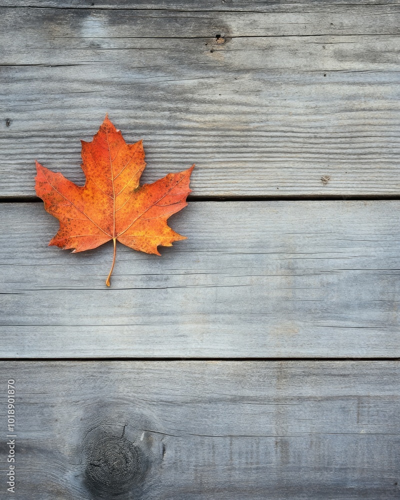 autumn greetings with maple leaf on wooden surface autumn greetings with maple leaf on wooden surface