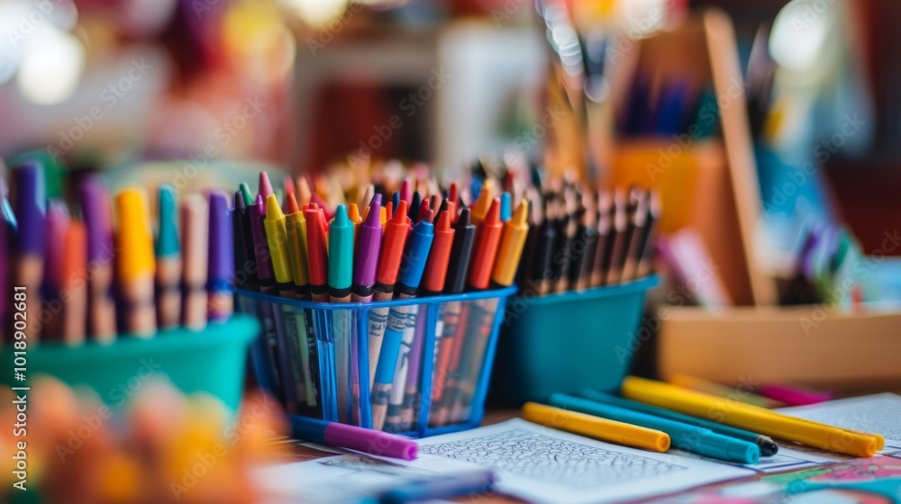 Colorful Art Supplies on a Creative Table Colorful Art Supplies on a Creative Table
