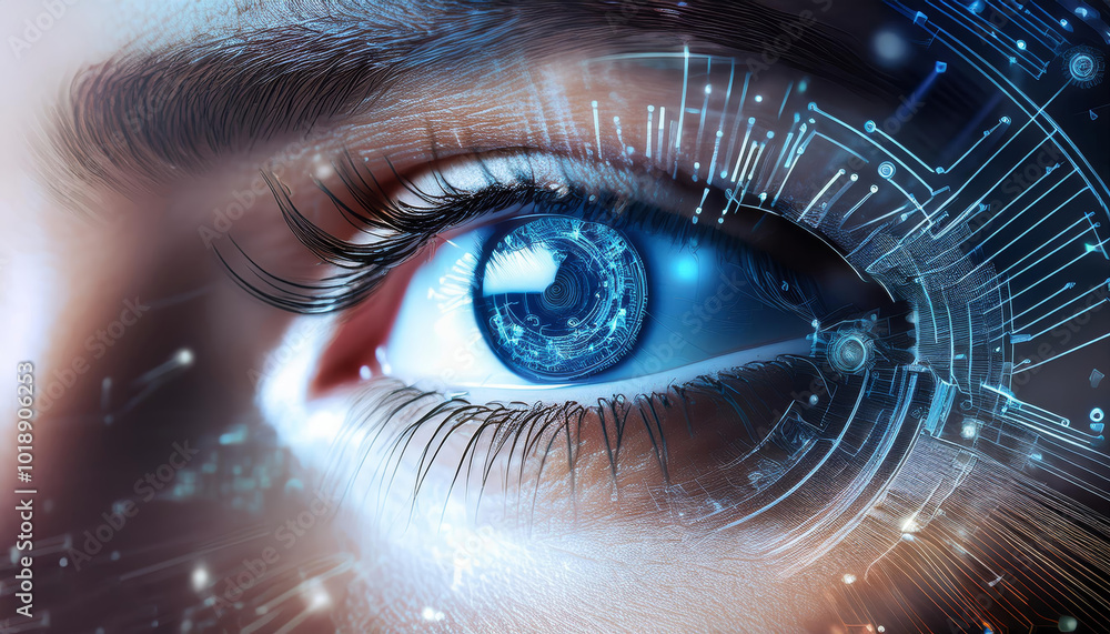 close up of an Eye of futuristic and Innovative Imagery AI and Automation use of artificial intelligence close up of an Eye of futuristic and Innovative Imagery AI and Automation use of artificial intelligence