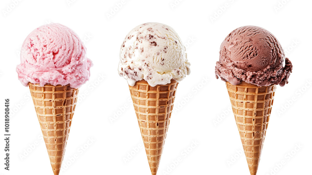 Delicious Ice Cream Scoops on Waffle Cones Ready for Dessert Lovers Generative AI Delicious Ice Cream Scoops on Waffle Cones Ready for Dessert Lovers Generative AI