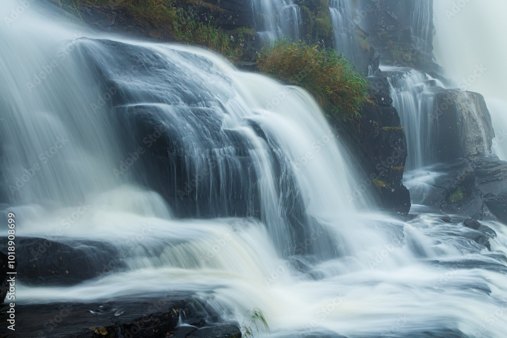 A waterfall in the rain A waterfall in the rain