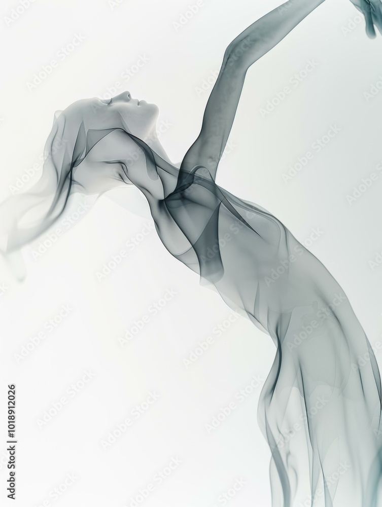 Obraz premium A figure made of smoke, reaching for the sky. AI.