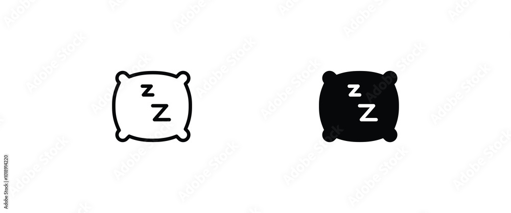 Comfortable fluffy pillow line and flat icons set, editable stroke isolated on white, linear vector outline illustration, symbol logo design style Comfortable fluffy pillow line and flat icons set, editable stroke isolated on white, linear vector outline illustration, symbol logo design style