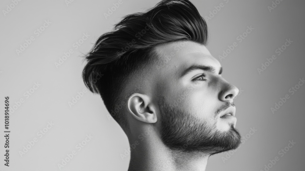 Fototapeta premium Modern Male Profile with Stylish Hairstyle