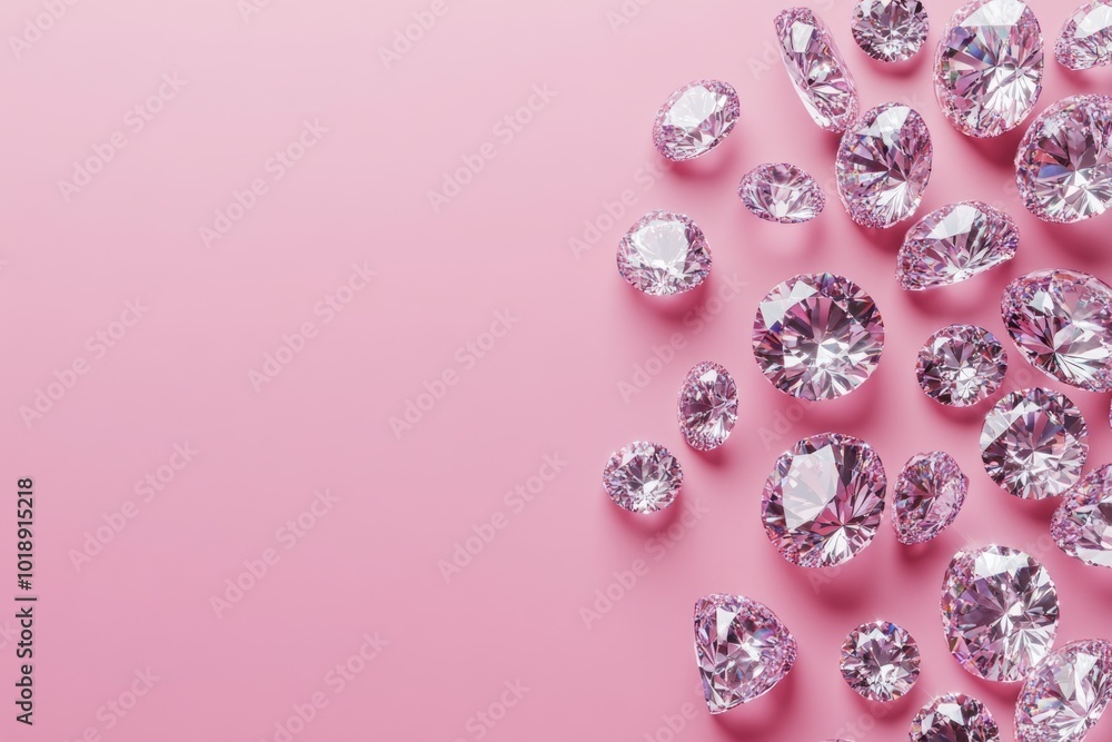 Luxury Diamonds Arrangement on Pink Surface Luxury Diamonds Arrangement on Pink Surface