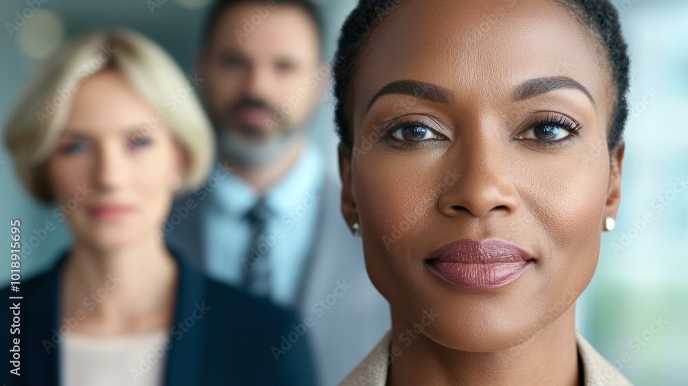Confident businesswoman leads a professional team in a modern office environment during a meeting Confident businesswoman leads a professional team in a modern office environment during a meeting