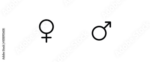 Gender sign icon. Male and female, man and woman sign vector, symbol, logo, illustration, editable stroke, flat design style isolated on white