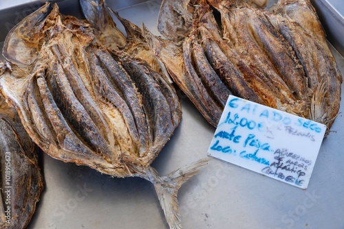 Fish. Gatado dried fish. At the market of City of Santa Cruz Madeira Portugal.