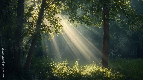 sun rays in the forest