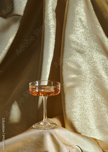 retro creative decoration idea with a glass of wine photo