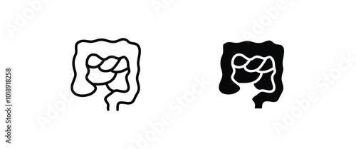 Colitis intestine icon set. Stomach Digestive . Check health bowel Gastroenterology for medical design. Health care