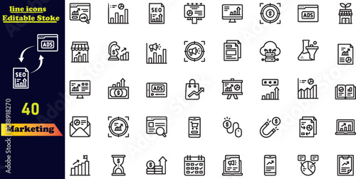 Digital marketing icon set. Containing seo, content, website, social media icons . 